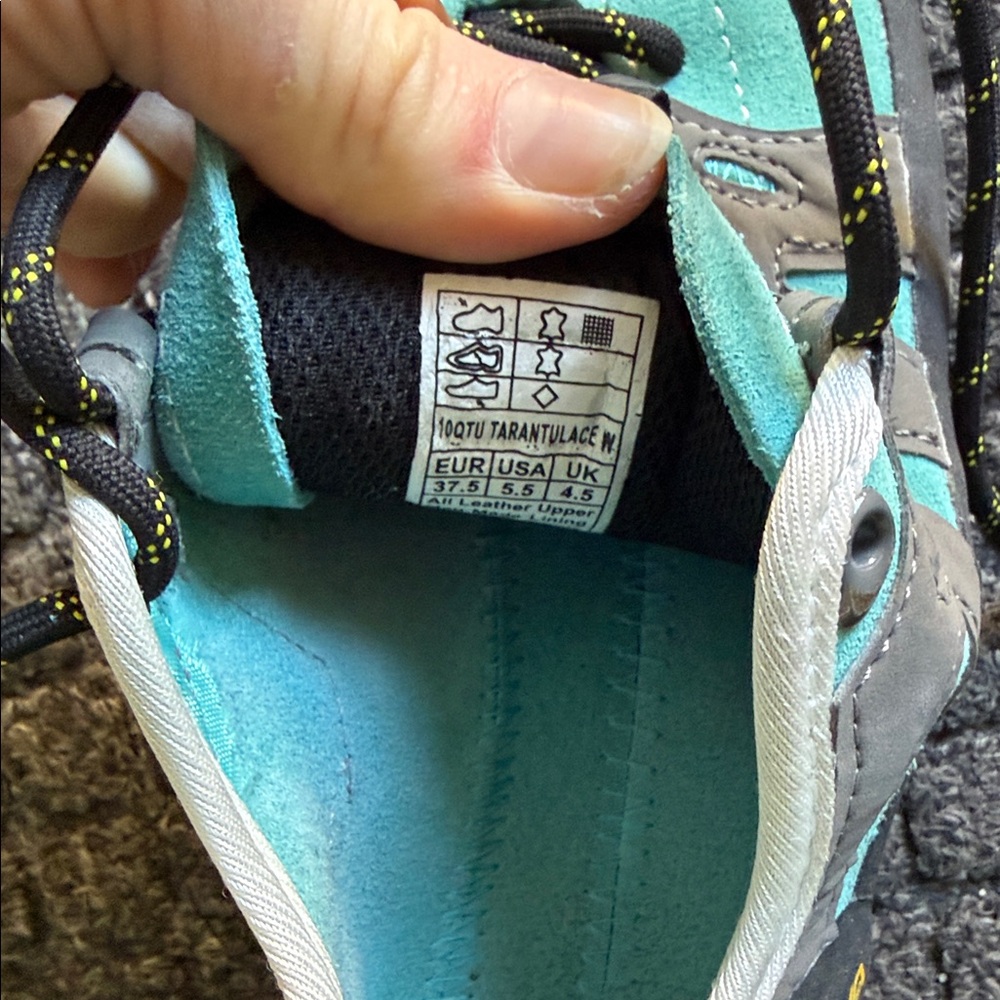 La Sportiva Turquoise and Gray Climbing Shoes - Picture 2 of 7